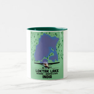 Tasse 2 Couleurs État de Manipur de lac Loktak, carte de l'Inde