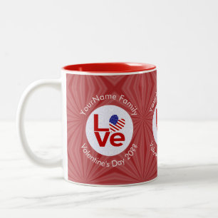 Tasse 2 Couleurs États-Unis Amérique Red LOVE Drapeau Personnalisé
