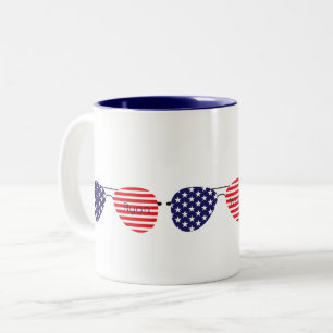 Tasse 2 Couleurs Étoiles patriotiques Rayures Aviateur Lunettes de 