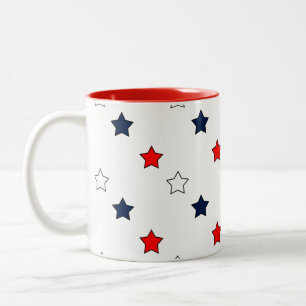 Tasse 2 Couleurs Étoiles patriotiques rouge blanc et bleu
