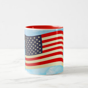 Tasse 2 Couleurs Étoiles Rayures Drapeau Américain Honneur Liberté