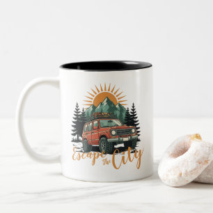 Tasse 2 Couleurs Évasion de la ville en 4x4 Overland vintage