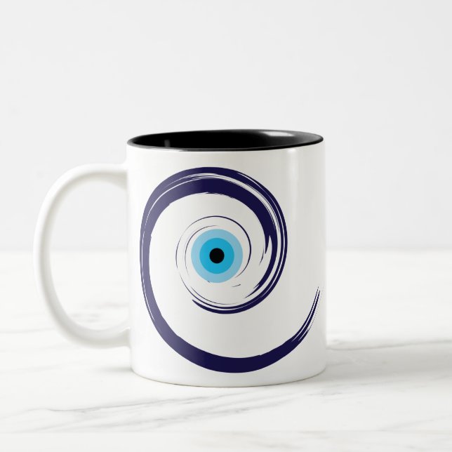 Tasse 2 Couleurs Evil EyeEvil Eye Artistic Blue Greek (Gauche)
