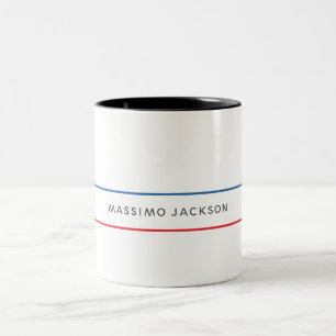 Tasse 2 Couleurs Exclusif Personnel Moderne Bleu Rouge Blanc