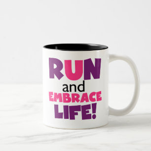 Tasse 2 Couleurs Exécuter Embrasser la vie rose pourpre