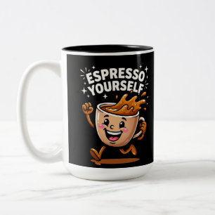 Tasse 2 Couleurs Exprimez-vous avec humour Pun café drôle Art de ta