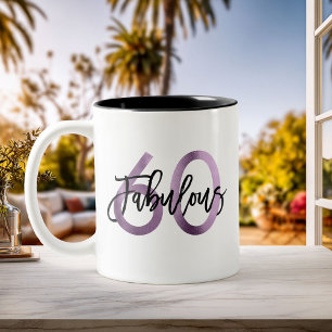 Tasse 2 Couleurs Fabuleux 60e   Moderne Chic Lilac Purple Anniversa