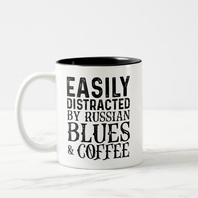 Tasse 2 Couleurs Facilement Distrait Par Le Blues Et Le Café Russes (Gauche)