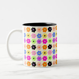 Tasse 2 Couleurs Faisceaux colorés Rétro minimaliste motif floral