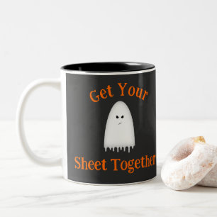 Tasse 2 Couleurs Faites votre feuille ensemble Halloween Ghost