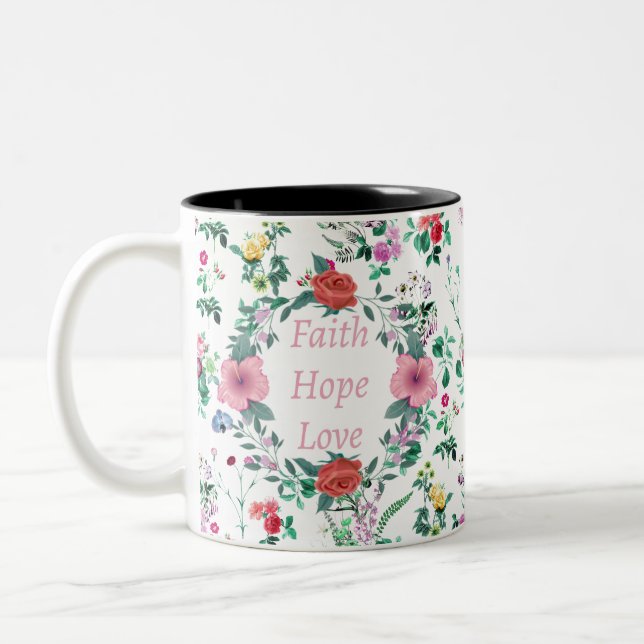 Tasse 2 Couleurs Faith Hope Love | Floral (Gauche)