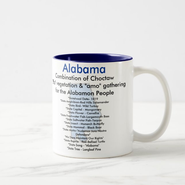 Tasse 2 Couleurs Faits de l'Alabama (Droit)