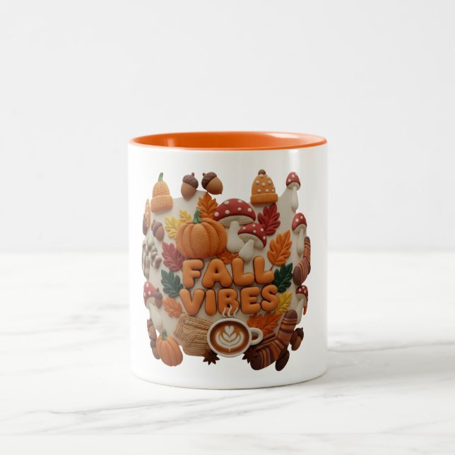 Tasse 2 Couleurs Fall Vibes Mug, Fall 2D Puff Coffee (Centre)