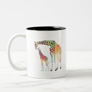 Tasse 2 Couleurs Famille de girafes