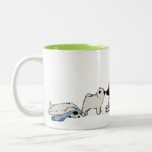 Tasse 2 Couleurs Famille Keeshond avec Bleu Sock Chiens de Keesie