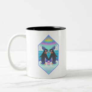 Tasse 2 Couleurs Famille Penguin gay pride en numérique