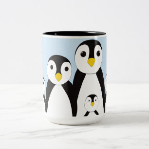 Tasse 2 Couleurs Famille Pingouin mignonne