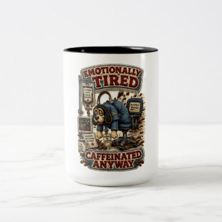 Tasse 2 Couleurs Fatigué Émotionnellement Caféiné Quand Même Person
