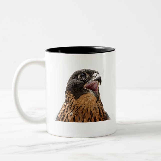 Tasse 2 Couleurs Faucon pérégrin personnalisé (Gauche)