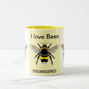 Tasse 2 Couleurs Faune - I love BEES - Nature - Jaune -