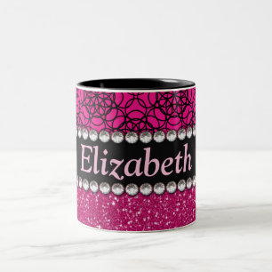 Tasse 2 Couleurs Fausses pierres roses et noires de parties