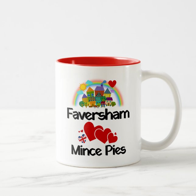 Tasse 2 Couleurs Faversham, Kent UK Aime Les Mince Pies (Droit)