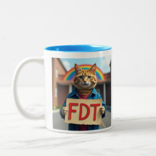 Tasse 2 Couleurs FDT Chat avec signe arc-en-ciel