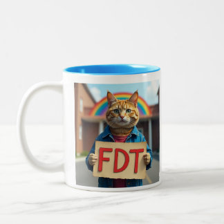 Tasse 2 Couleurs FDT Chat avec signe arc-en-ciel