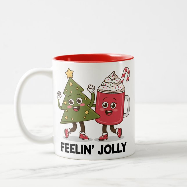 Tasse 2 Couleurs Feelin Jolly Noël Arbre café Lover hiver (Gauche)