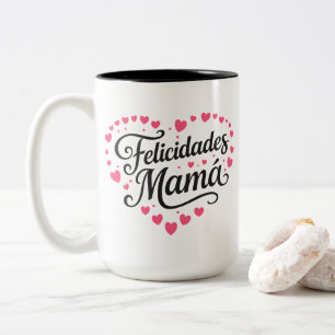Tasse 2 Couleurs Félicitations Maman Joyeuse Fête des Mères Calligr