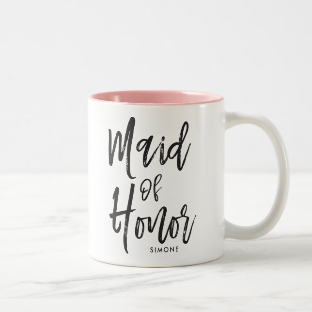 Tasse 2 Couleurs Femme d'honneur| Style de script Mariage personnal (Droit)