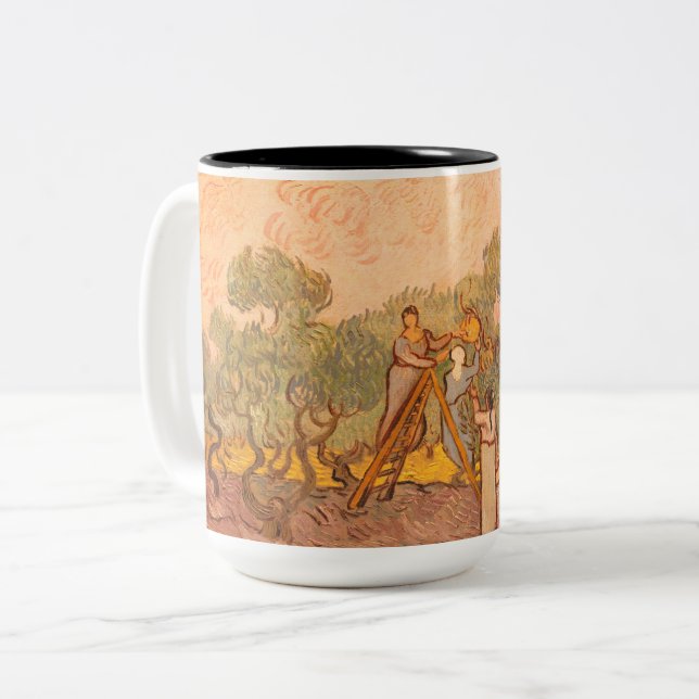 Tasse 2 Couleurs Femmes cueillant des olives par van Gogh : (Devant gauche)