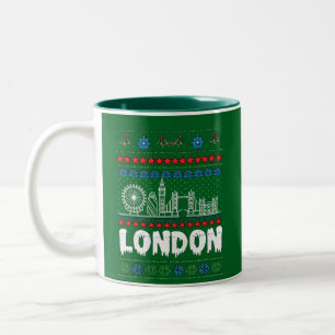 Tasse 2 Couleurs Festive Londres Royaume-Uni Noël laid