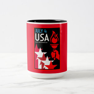 Tasse 2 Couleurs Fête de l'Indépendance américaine