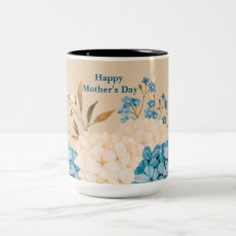 Fête des Mères Florales Bleues et Crèmes