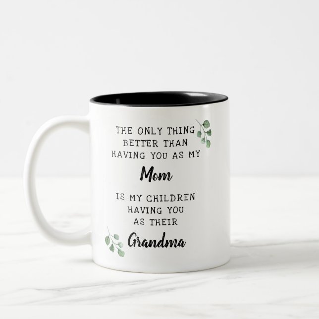 Tasse 2 Couleurs Fête des mères grand-mère Keepsaké cadeau photo mo (Gauche)