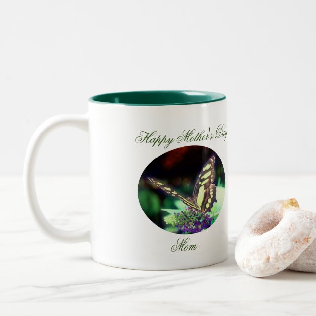 Tasse 2 Couleurs Fête des mères papillons Nature (Avec donut)