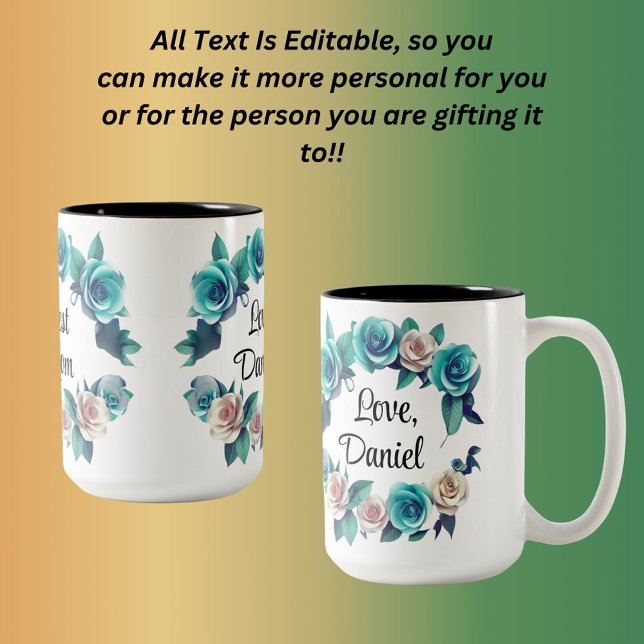 Tasse 2 Couleurs Fête des mères Roses vertes et jaunes (Créateur téléchargé)