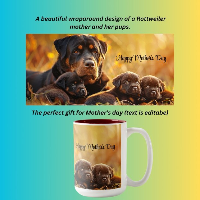 Tasse 2 Couleurs Fête des mères rottweiler & pups (Créateur téléchargé)