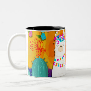 Tasse 2 Couleurs Fête Llama Cinco De Mayo Coloré Amusement Aquarell