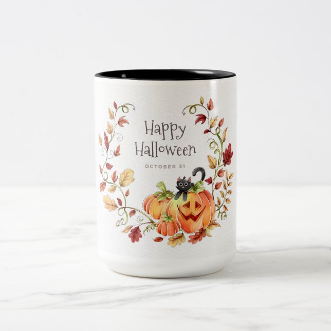 Tasse 2 Couleurs Feuillage d'automne d'Halloween (Centre)