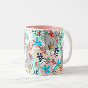 Tasse 2 Couleurs Feuille coloré tendance peinture à la main mignon 