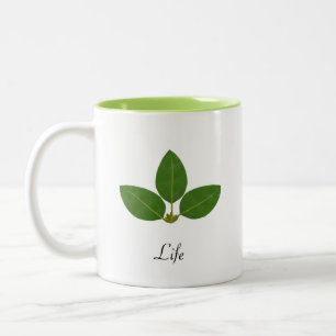 Tasse 2 Couleurs Feuille de laurier verte moderne