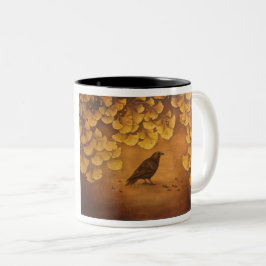 Tasse 2 Couleurs Feuilles de Black Crow et de Ginkgo.