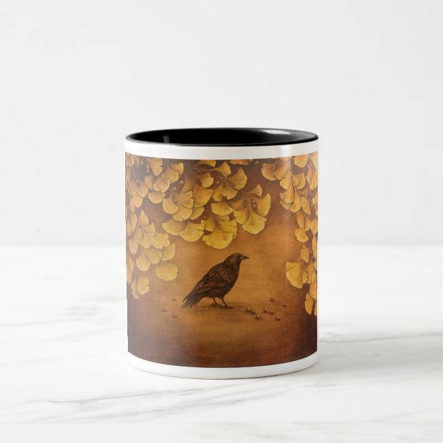 Tasse 2 Couleurs Feuilles de Black Crow et de Ginko. (Centre)