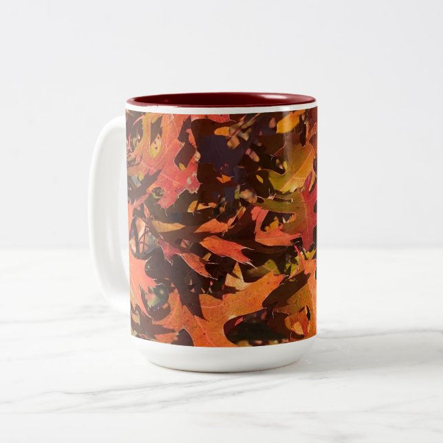 Tasse 2 Couleurs Feuilles de chêne rouge, Wisconsin (Devant gauche)