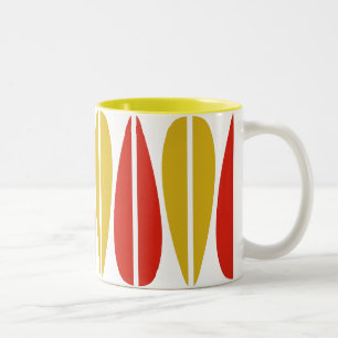Tasse 2 Couleurs Feuilles rétro - Ochre et Crimson