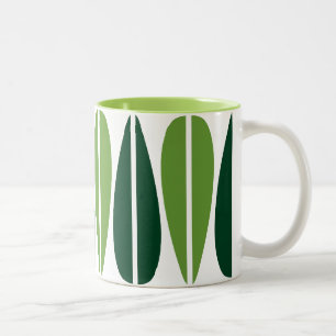 Tasse 2 Couleurs Feuilles rétro - Vert Avocado et Vert foncé