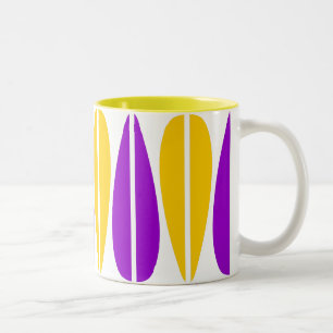 Tasse 2 Couleurs Feuilles rétro - violet et ambre