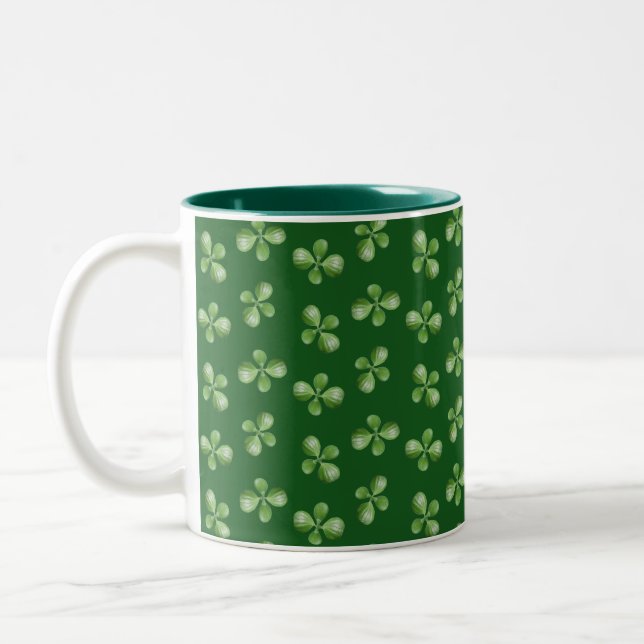 Tasse 2 Couleurs Feuilles succulents et verts modernes (Gauche)